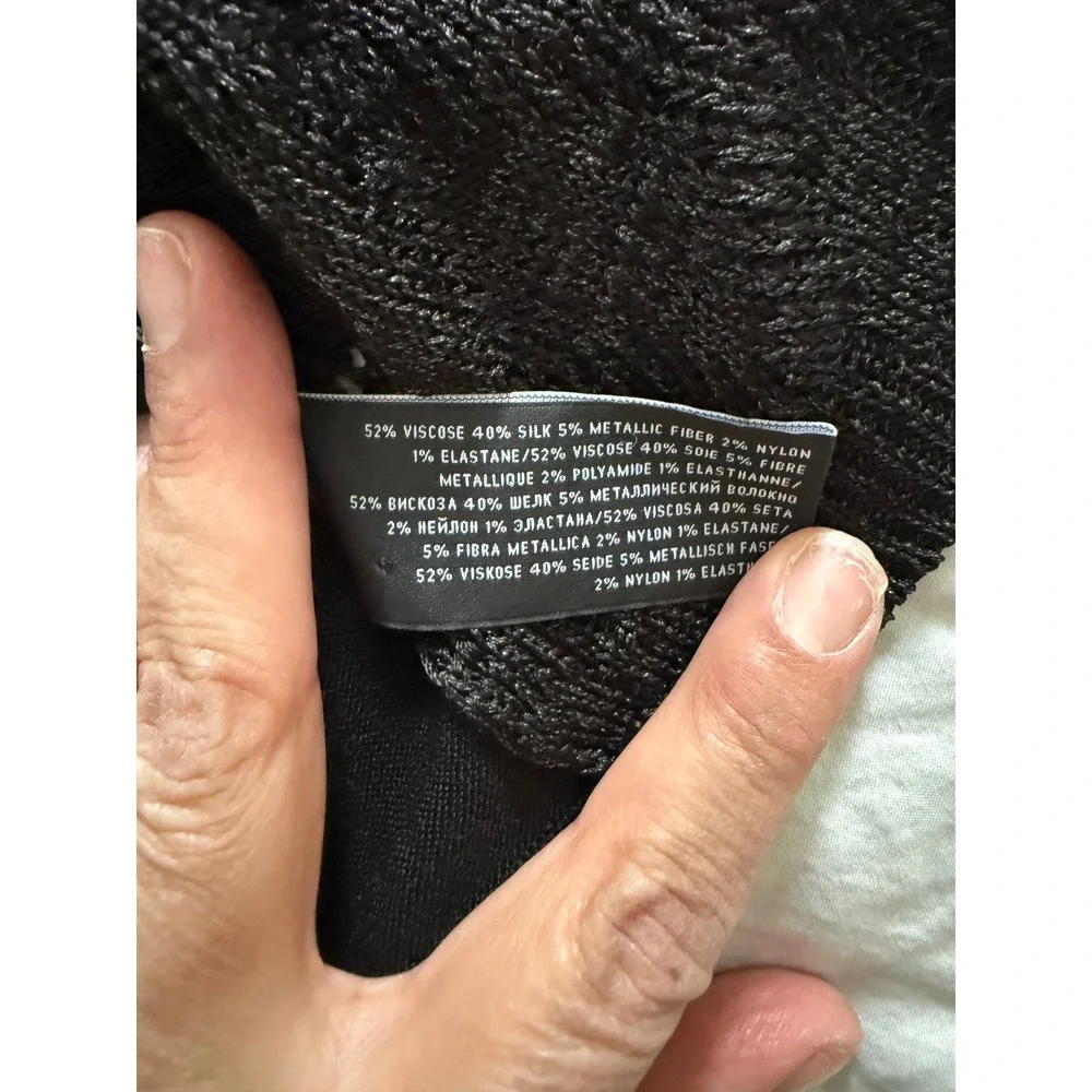 Ralph Lauren Black Silk Blend Openwork Cardigan Dark Romantic Quiet Luxury L